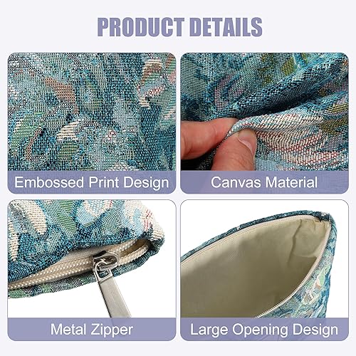 Miniatura 6 de VOCOSTE Bolsa de maquillaje floral, bolsa de cosméticos con cremallera, bolsa de cosméticos para mujeres, monedero adecuado para fundaciones,