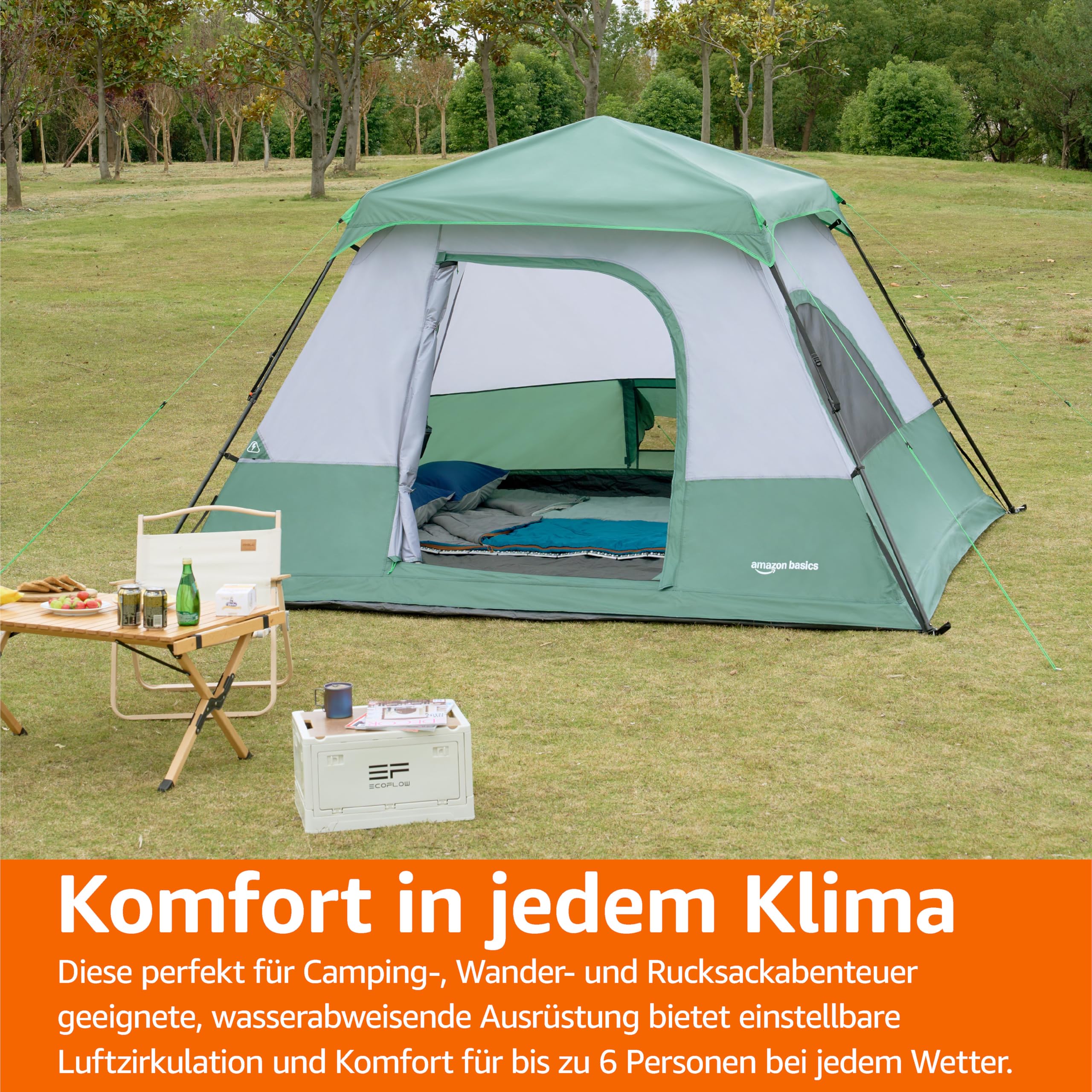 Amazon Basics schnell aufbaubares campingzelt mit Überzelt und Tragetasche