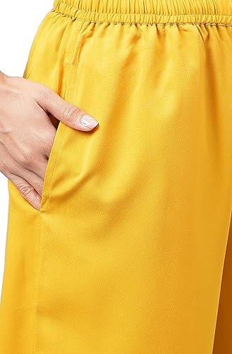 Vista 9 de Janasya Día de la Mujer Amarillo Crepe Foil Impreso Co-ord Set
