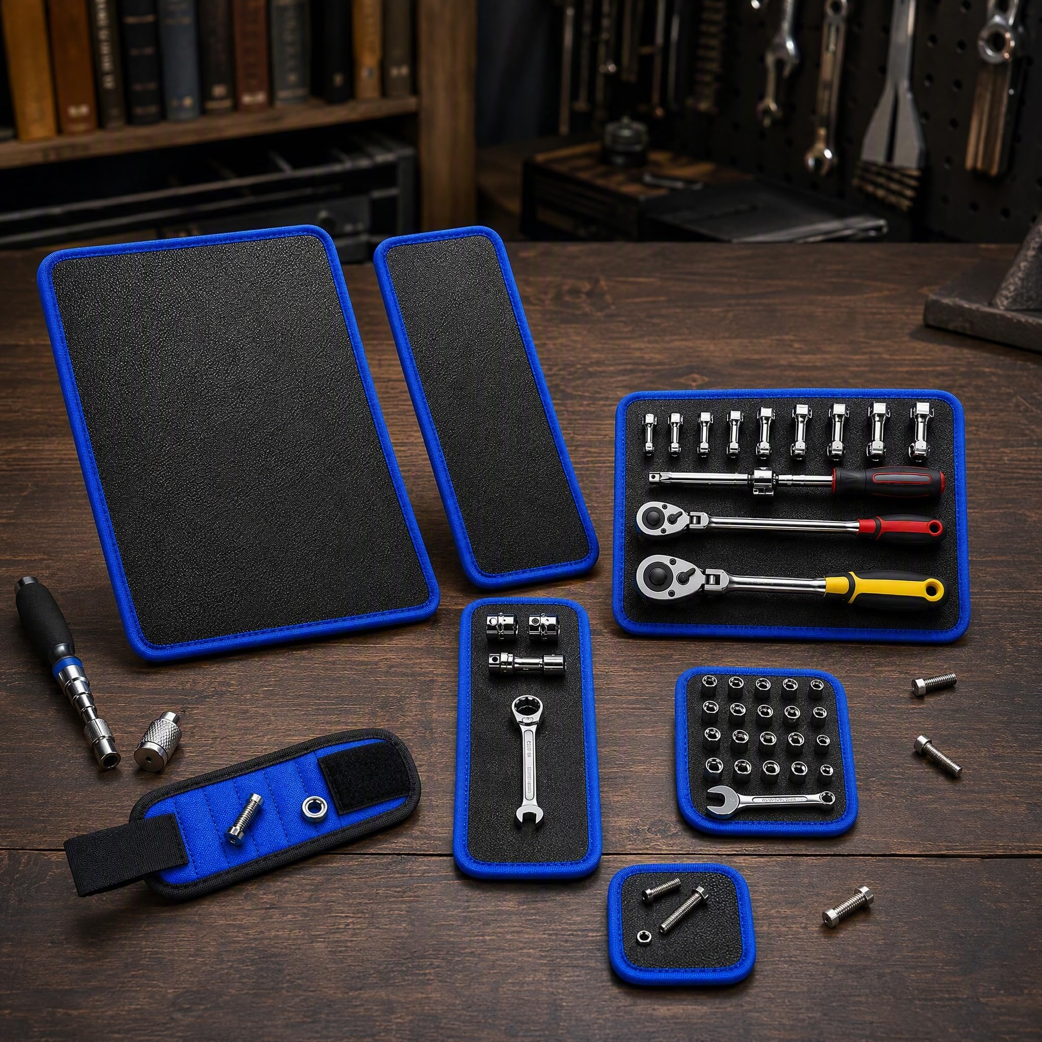 5-Piece Magnetic Tool Mat Set with Telescoping Pickup Tools, Blue — Amazon image 8