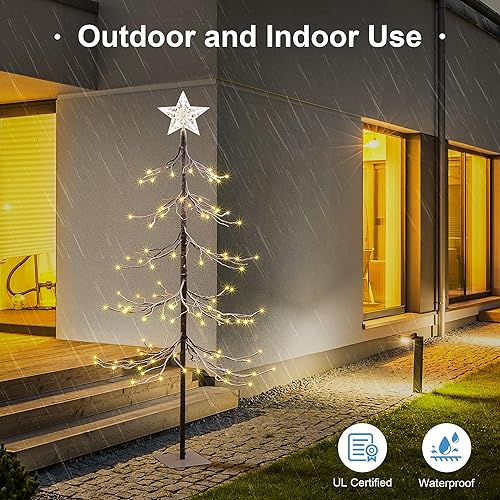 Miniatura 3 de Árbol de nieve iluminado de 4 pies con 112 luces LED para decoración interior y exterior, hogar, patio, Navidad, boda, festival, decoración, blanco