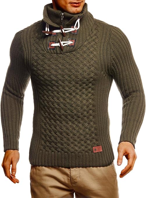 Leif Nelson Gebreide trui voor heren met sjaalkraag, hoogwaardige wintertrui in regular fit, ideaal voor casual en zakelijke looks, verkrijgbaar in verschillende maten en kleuren, zwart-ecru, S Leif Nelson Gebreide trui voor heren met sjaalkraag, hoogwaardige wintertrui in regular fit, ideaal voor casual en zakelijke looks, verkrijgbaar in verschillende maten en kleuren, zwart-ecru, S