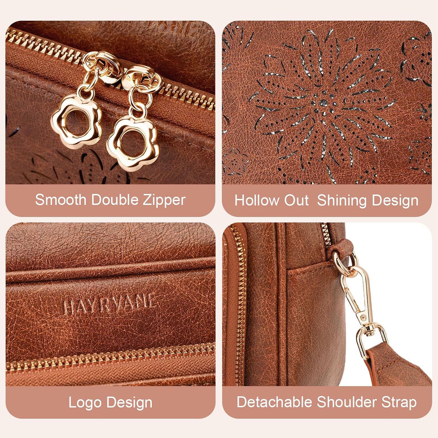 Crossbody Bags for Women, Vegan Leather Crossbody Purses Shoulder Handbags with Built-in Wallet