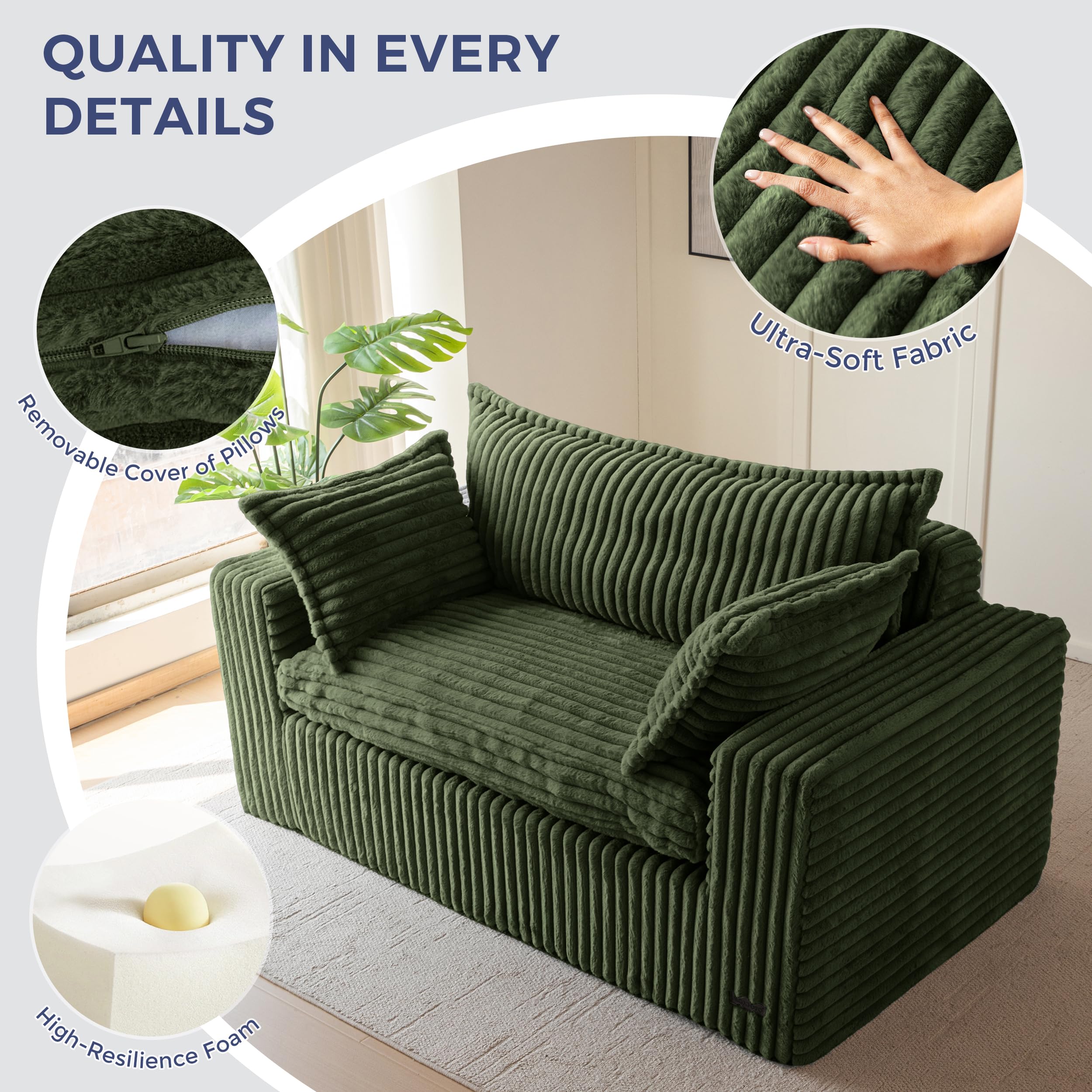 MAXYOYO Canapé 2 Places, Boneless Canapé Contemporain Confortable Assise Profonde pour Deux Personnes sans Assemblage Requis, pour Salon, Appartement, Petit Canapé