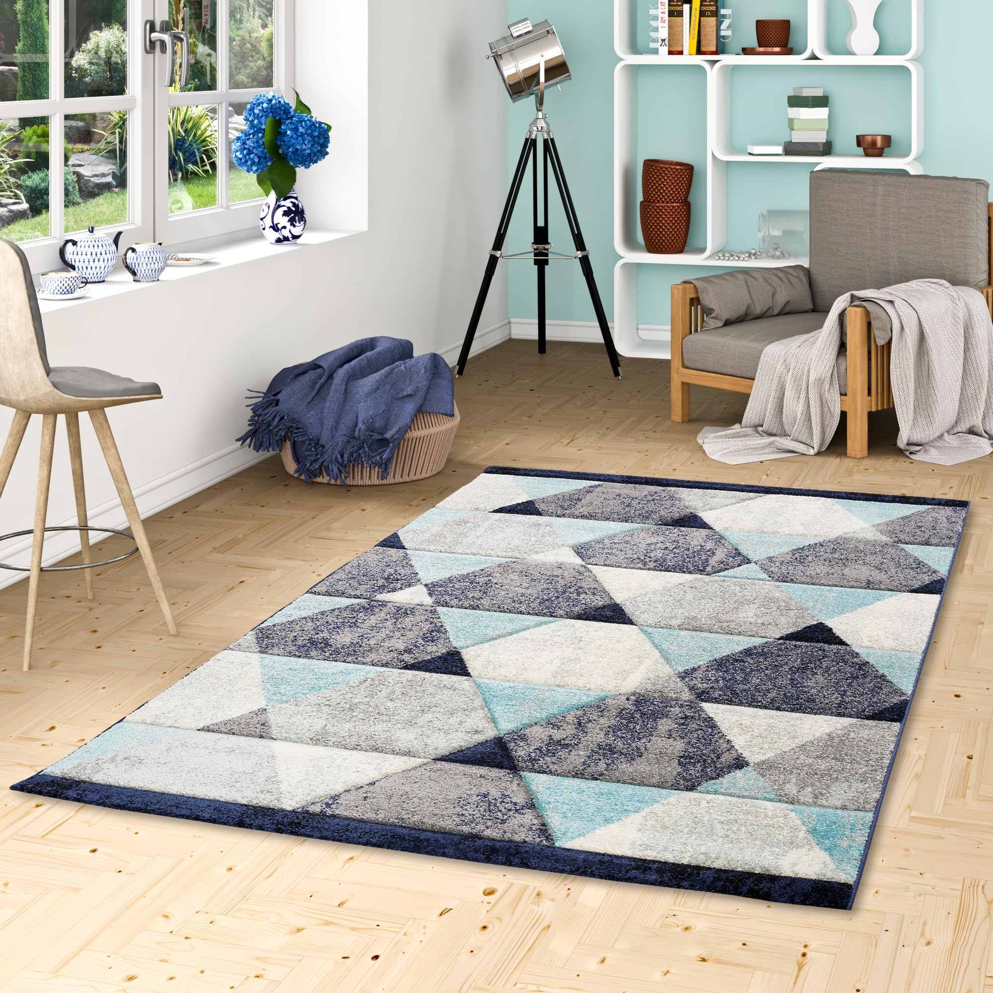 Pergamon Maui - Alfombra de diseño - Diamantes Gris Azul - 5 tamaños
