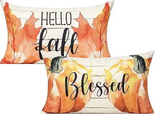 Miniatura 1 de All Smiles Juego de 4 fundas de almohada de Acción de Gracias de 16 x 16 pulgadas, juego de 4 fundas de cojín decorativas de arce para decoración