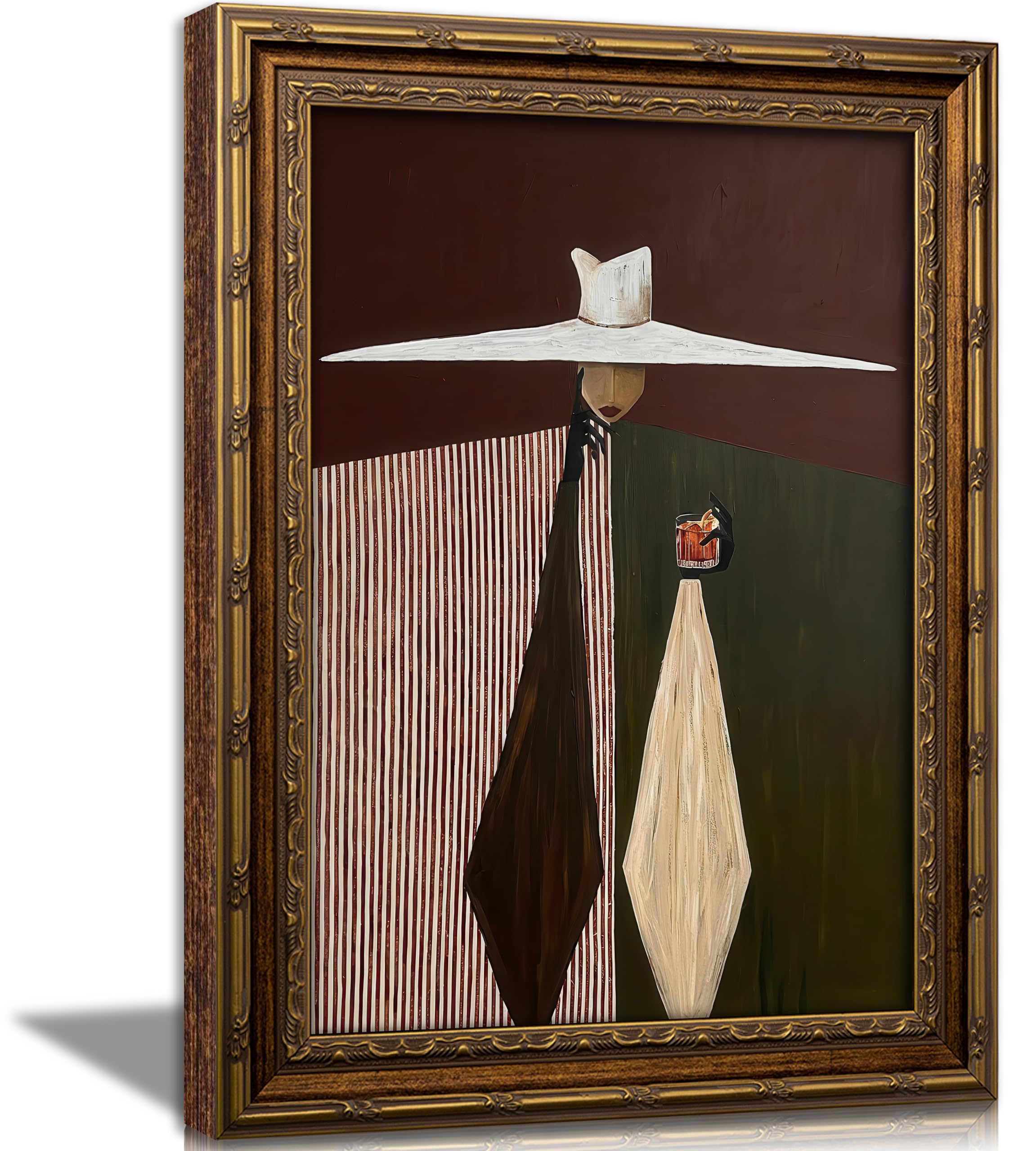 Vintage Gold Framed Abstract Woman Wall Art