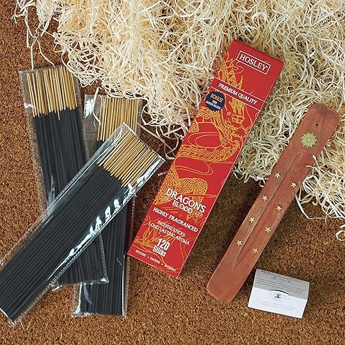Miniatura 5 de Hosley Experimenta la felicidad mística con nuestro paquete de 120 varillas de incienso con fragancia de sangre de dragón, aromas intensos para un