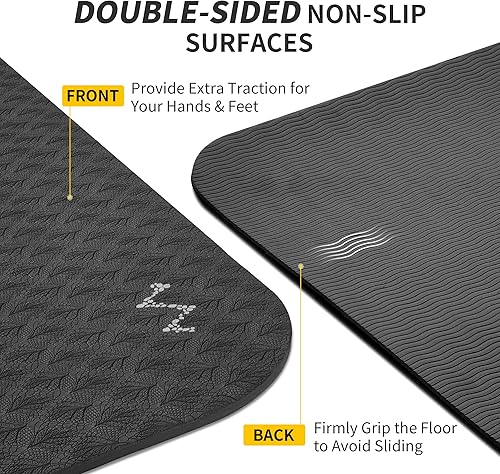 Miniatura 3 de CAMBIVO Tapete de yoga extra ancho para mujeres y hombres (72"84" x 32" x 14") Tapete de entrenamiento TPE antideslizante grande para yoga, pilates,