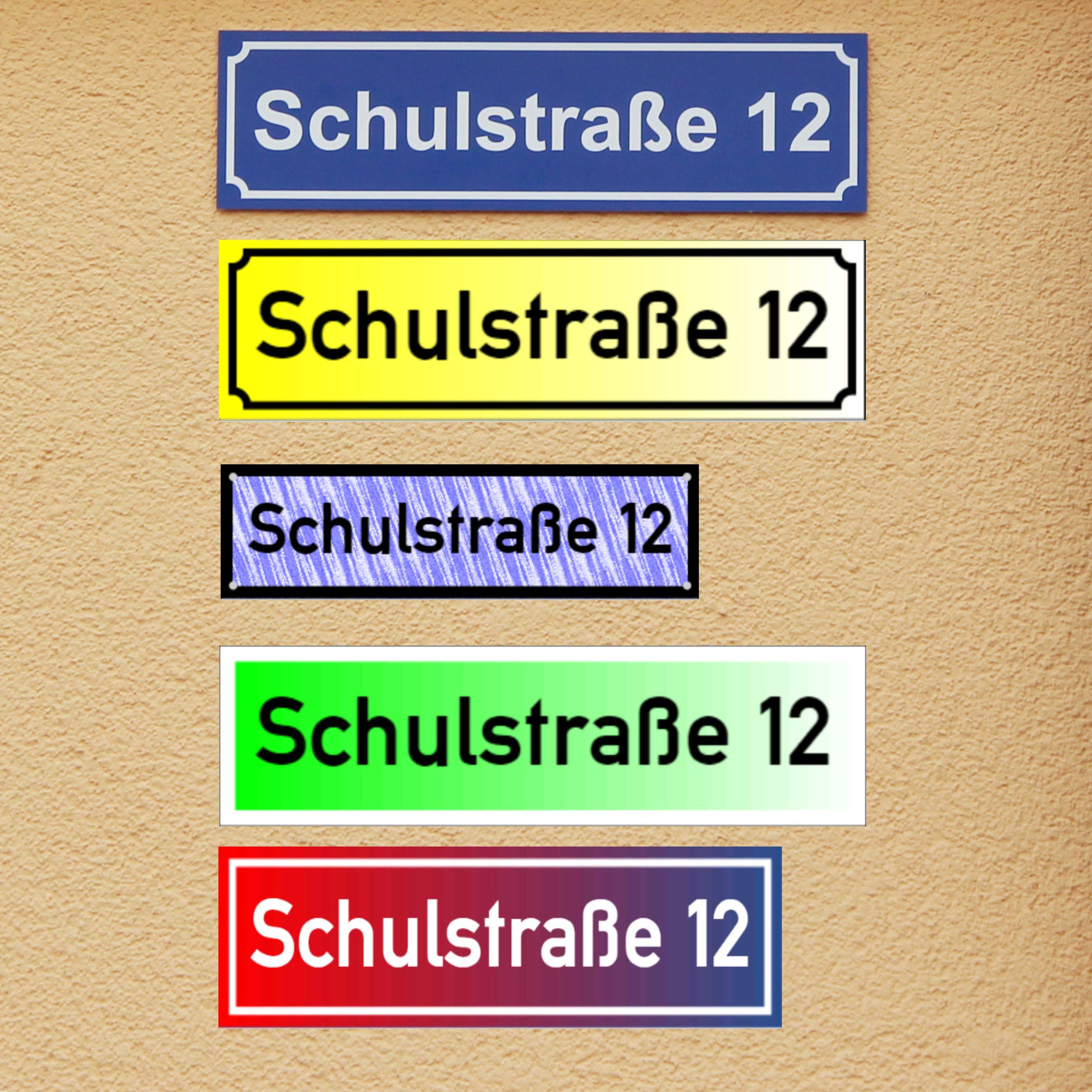 Straßennamen Schilder aus Aluminium Verbund, wetterfest, nichtrostend, wahlweise reflektierend, hier Größe 80 x 15 cm