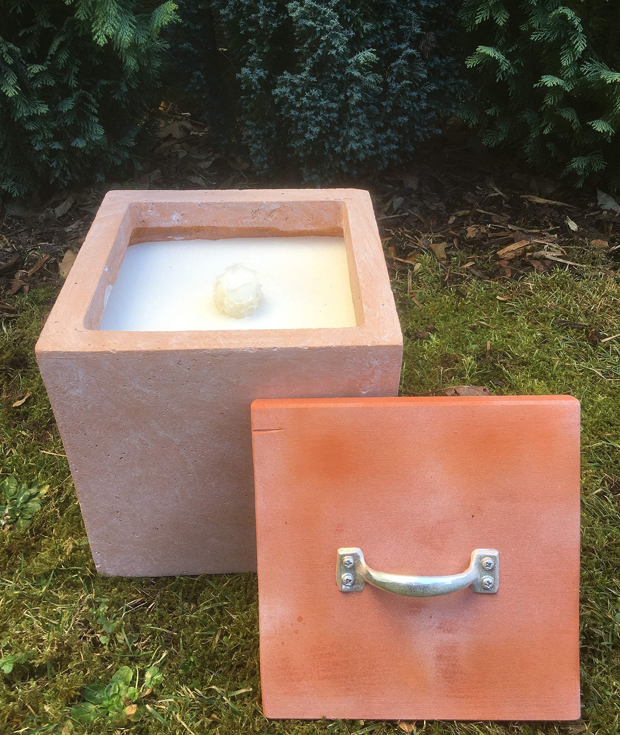 Wachsfresser | Kerzenfresser | Schmelzlicht m. Dauerdocht & Dochthalter | Cube Würfel XXL | 23x23x23 cm |Outdoor Kerze | anthrazit weiß Sand grau Rost Terrakotta schwarz