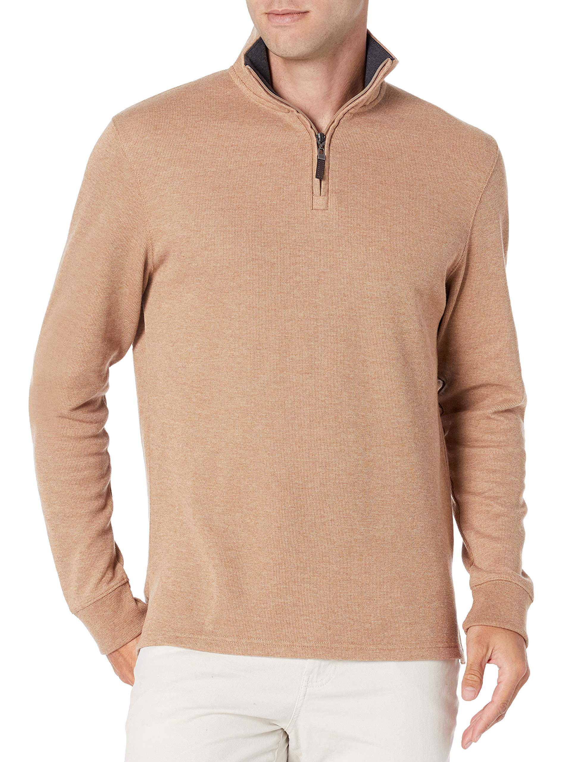 Amazon Essentials Maglione a Coste Francesi con Zip Corta Uomo