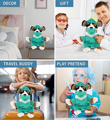 Miniatura 4 de DolliBu Juguete de peluche de doctor bernés – Supersuave perro bernés doctor de peluche con bonito uniforme y traje de gorra, regalo con