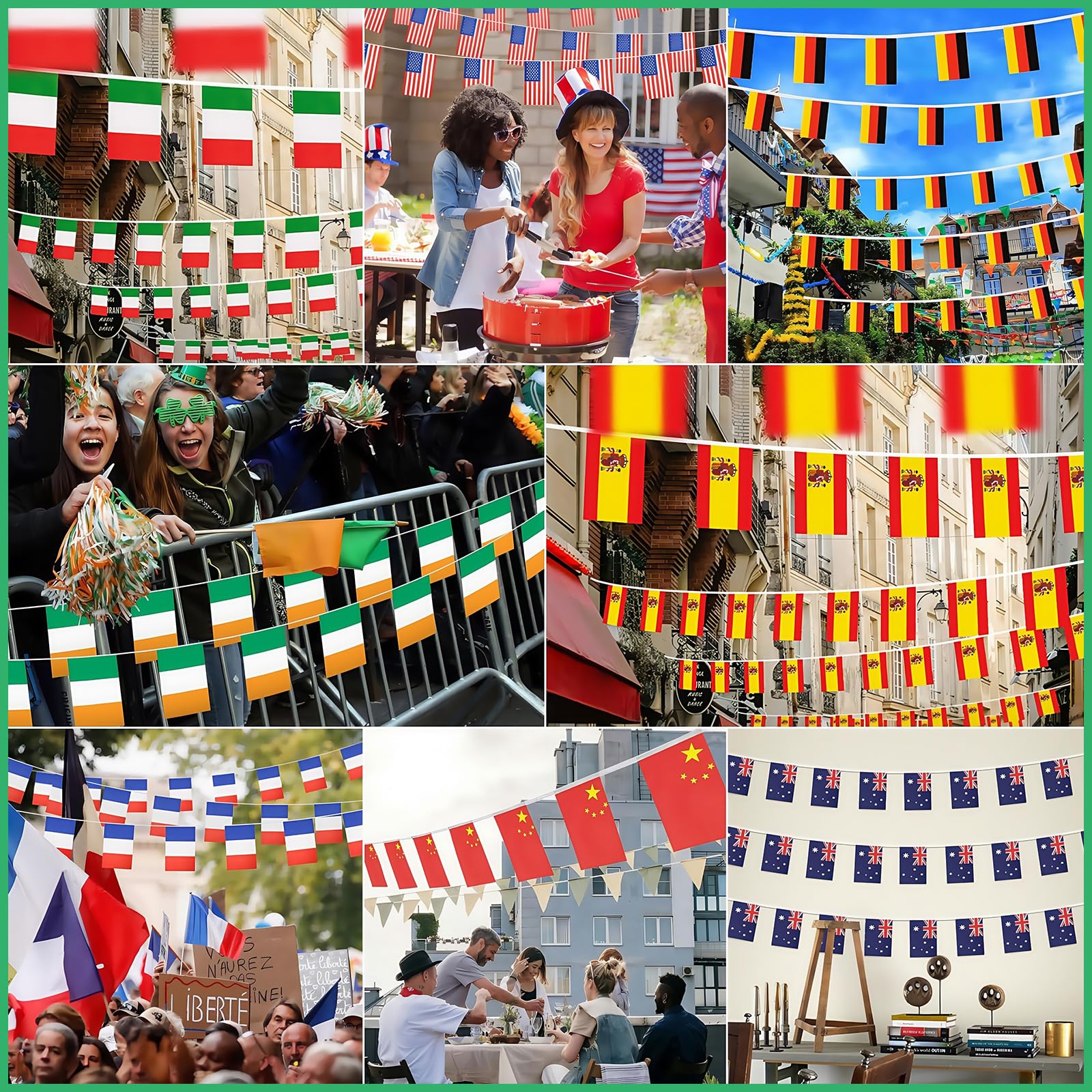 10m Guirnalda Bandera de Portugal,30 Doble Cara Pequeña Personalizada Banderas,para Decoración Patio,Balcón,Jardin,Barra,para Juegos de Fútbol,Eventos Deportivos,Día Nacional,Fiesta de Portugal