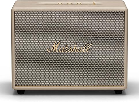 Marshall Woburn III Bluetooth Home Speaker - Loud Stereo Sound with Bass and Treble Controls | Plug-in Powered | Record Player Compatible | HDMI, RCA, 3.5mm Aux Inputs - Cream