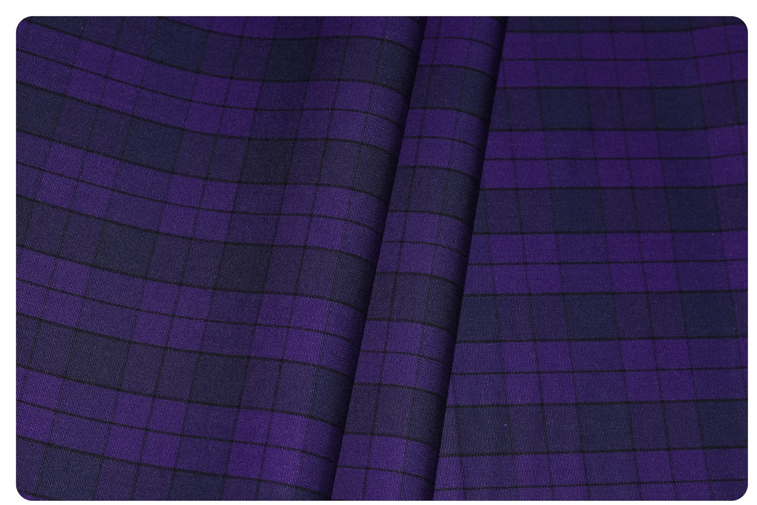 Men's Pure Cotton Checkered Unstitched Shirt Fabric (JE84V1, Free Size)