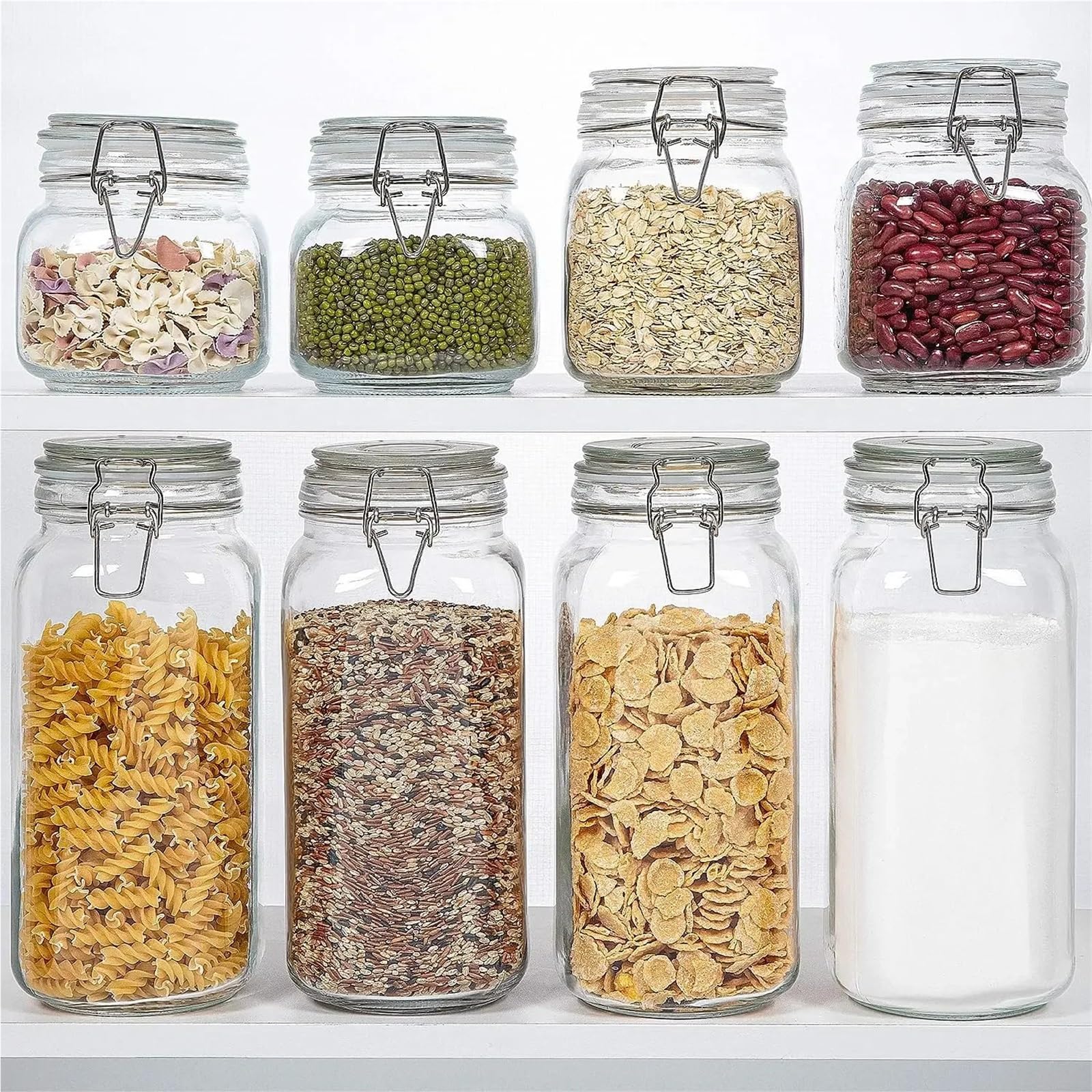 Tarro De Frutas Secas 4 Uds. Frascos de almacenamiento de alimentos, frascos de vidrio con tapas herméticas con abrazadera, frascos de frutas secas de boca ancha, botes de cocina, tarro sellado de vid