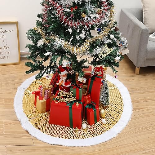 Vista 93 de Mr. Pen Christmas Tree Skirt - 48 inches, Faux Fur, White