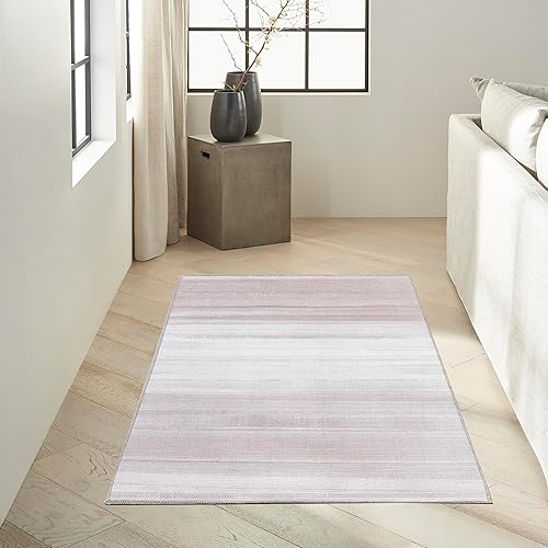 Launder Abstract Ivory 2'8" x 4' Area Rug, Easy Cleaning,