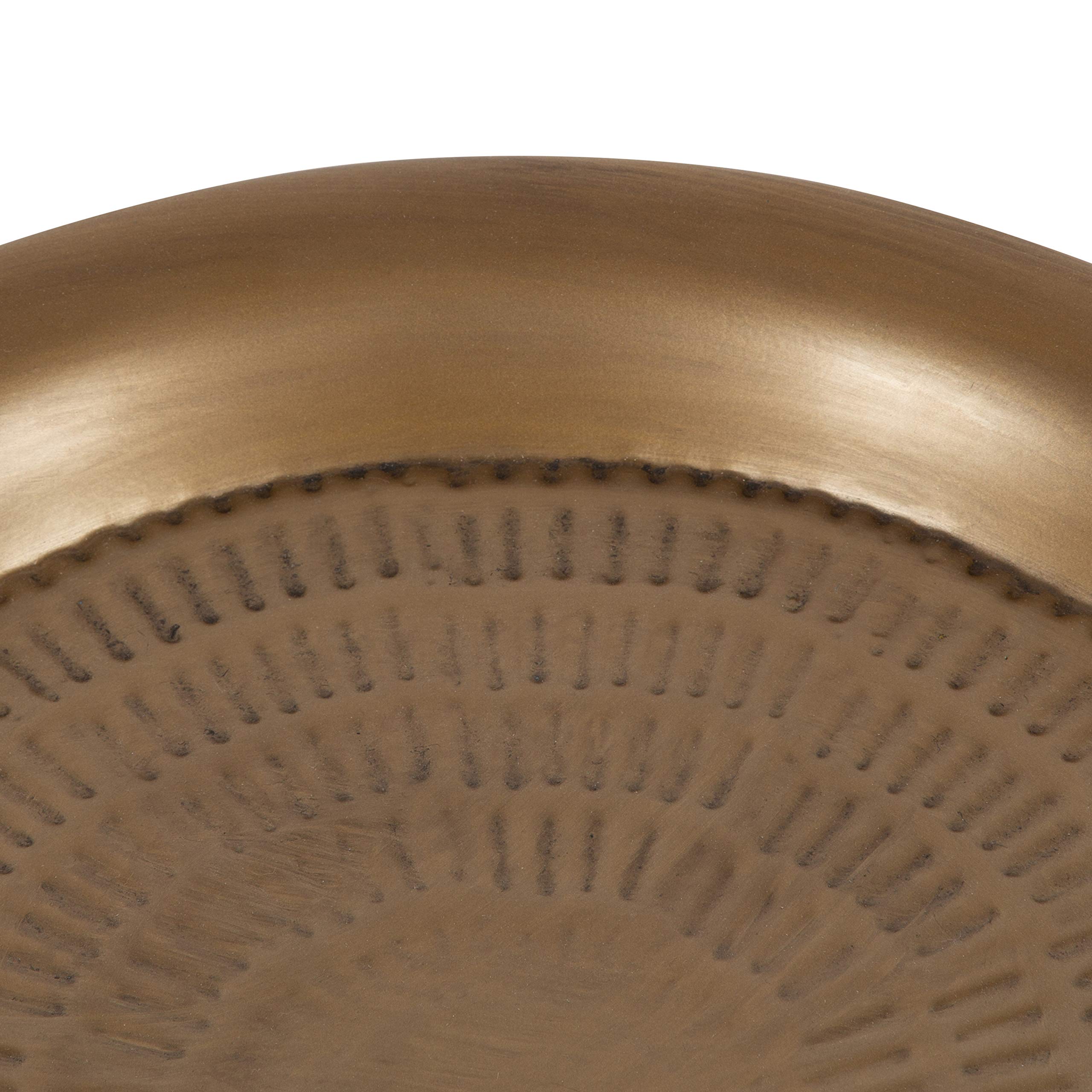 Kate and Laurel Mahdavi Round Hammered Metal Tray End Table, Dark Gold