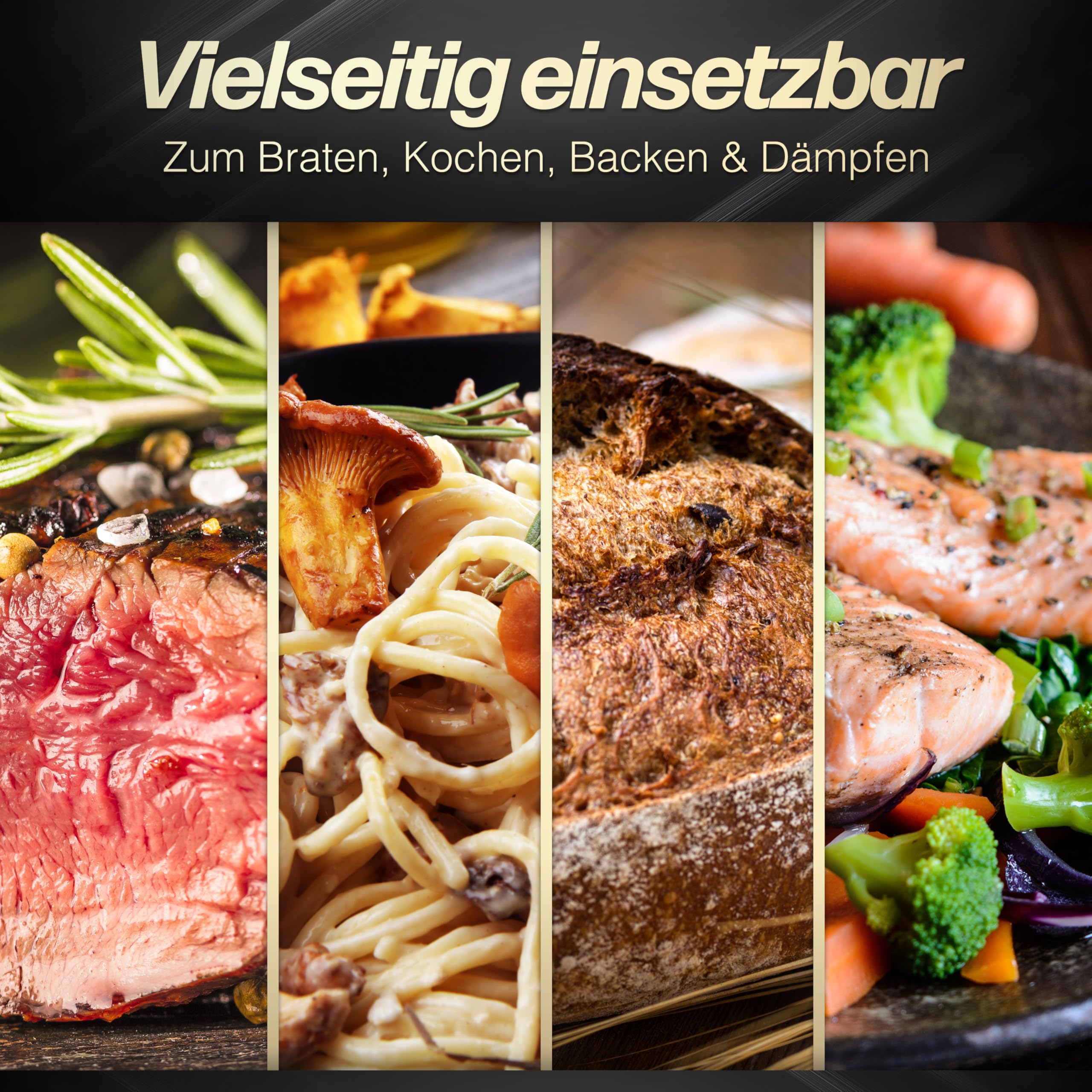 Beyond Nudeltopf 24 cm, Edelstahl Kochtopf mit Glasdeckel und herausnehmbarem Siebeinsatz, Pastatopf für Induktion und alle Herdarten geeignet, auch zum Braten und Suppen zubereiten verwendbar