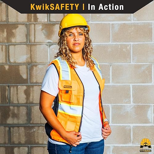 Miniatura 9 de KwikSafety - Chaleco de seguridad FIRST LADY para mujer (entallado), 9bolsillos, clase 2, personalizado, de alta visibilidad, reflejante, ANSIOSHA,