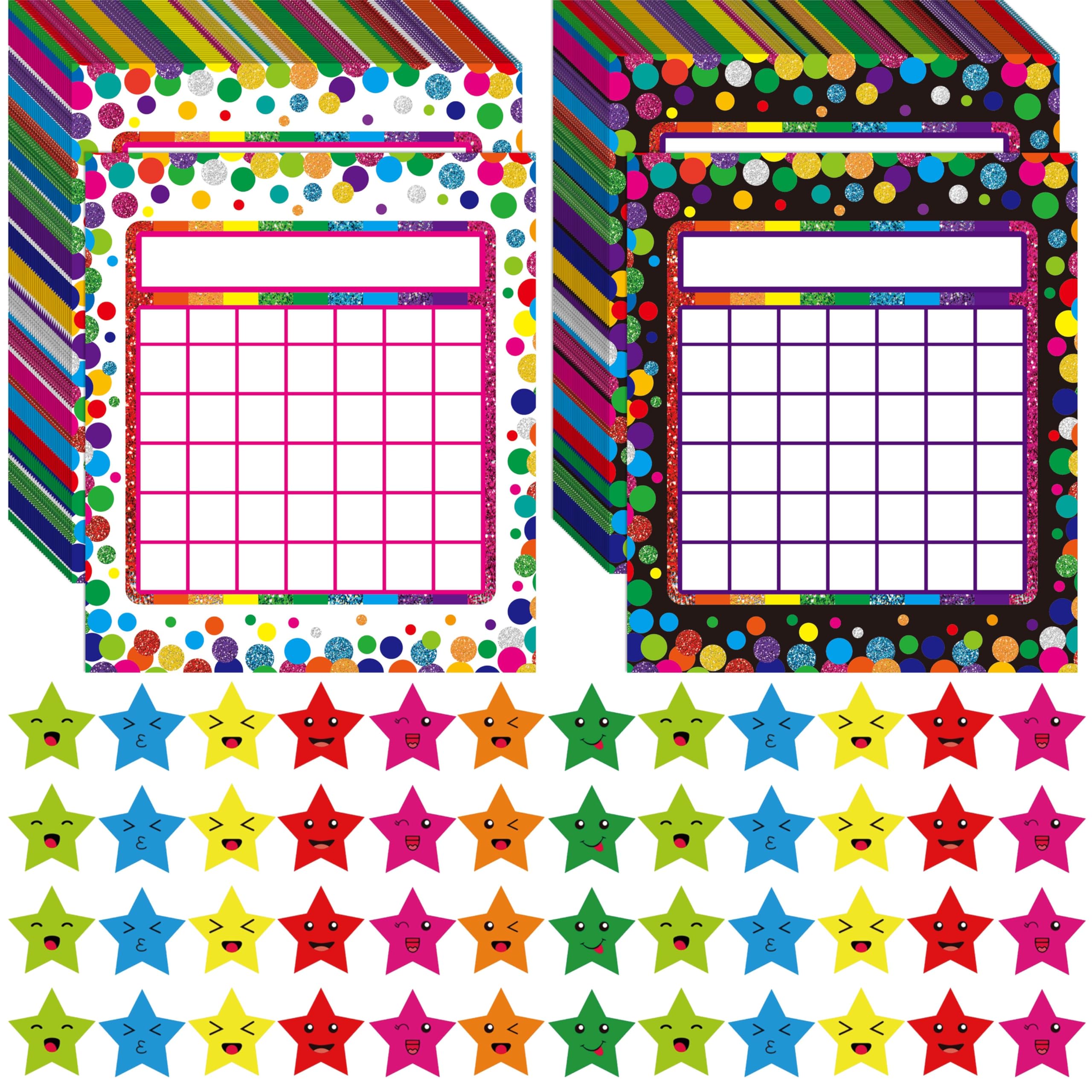 90 Pack Classroom Incentive Chart, 2 Colorful Designs with 2640 Star Stickers for Classroom Teaching or Family Using