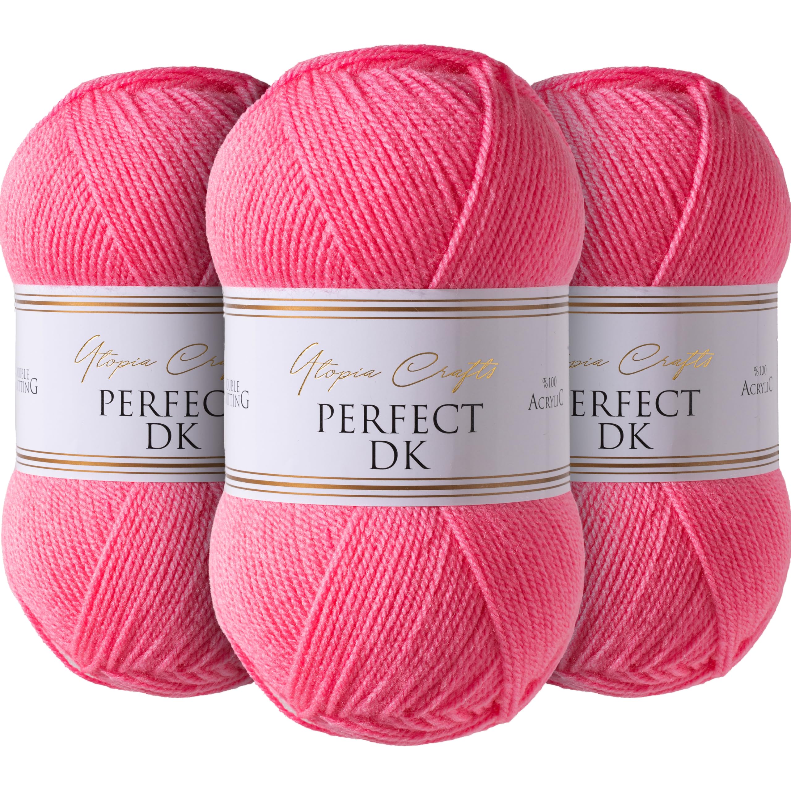 Utopia Crafts DK Double Knitting Yarn 3X 100g (Pink Sherbet) — image 1