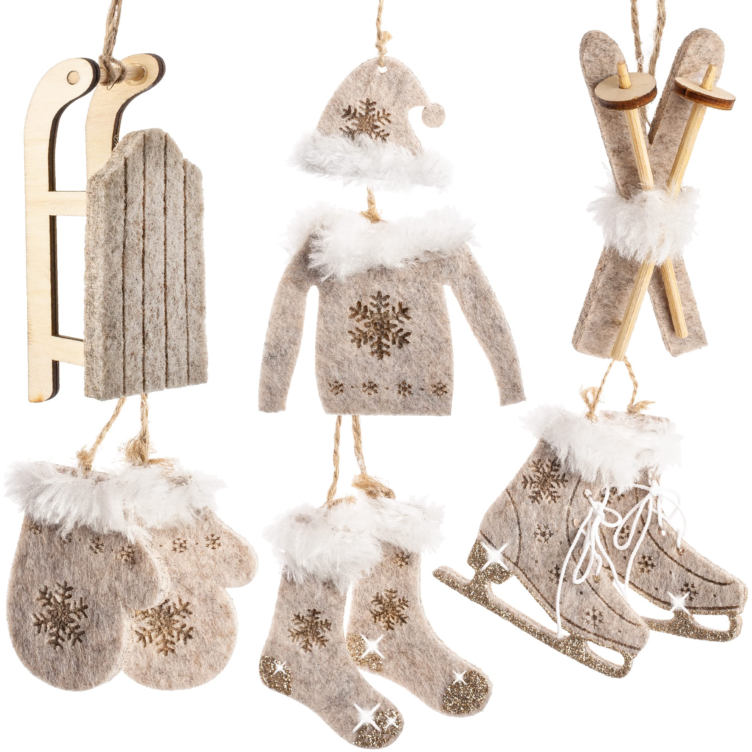 alles-meine.de GmbH 50 TLG. Deko Set - Winter & Weihnachten - Ski/Schlittschuhe/Schlitten - aus Holz - Miniatur/Diorama - Anhänger - Weihnachtsdeko/Winter - Winterurla..