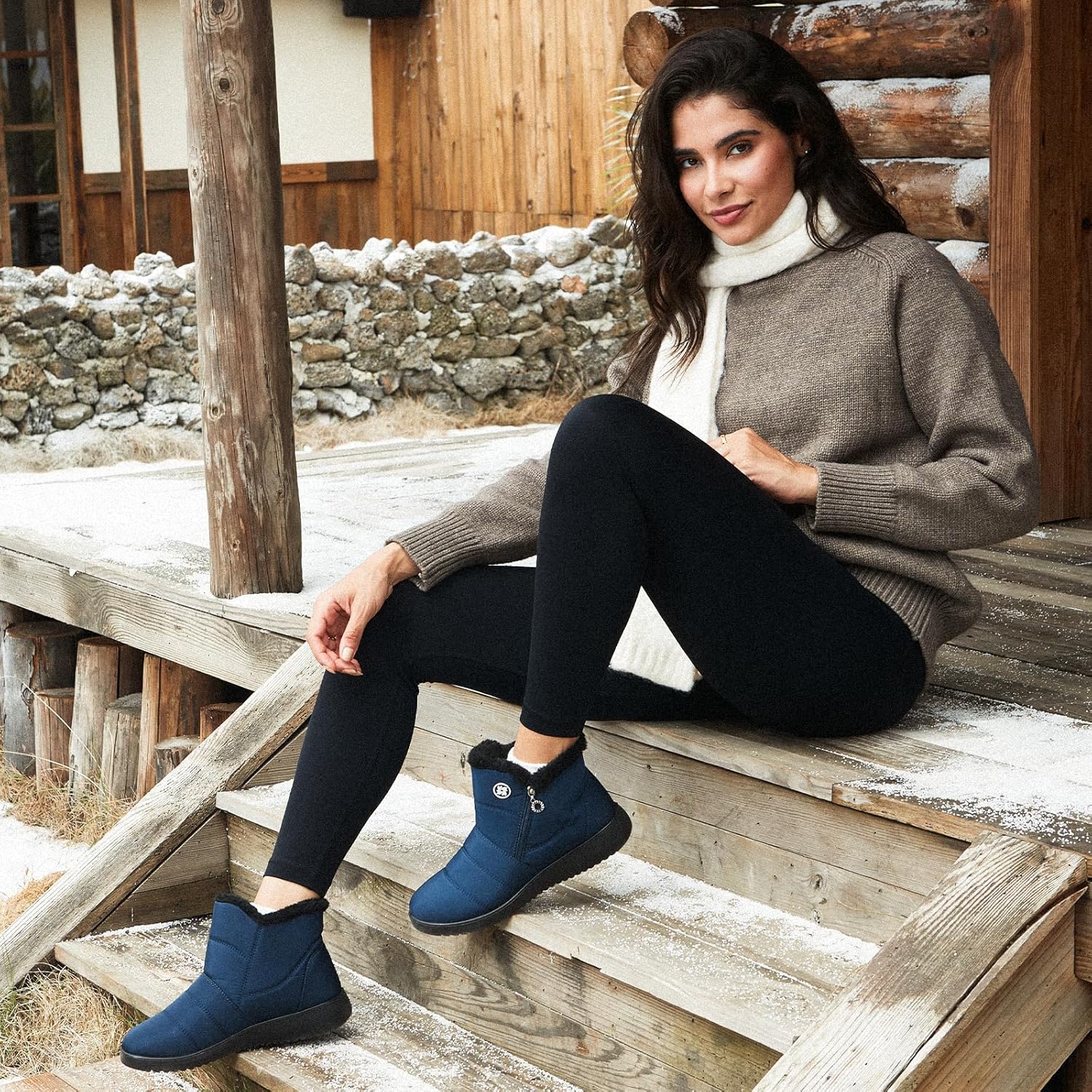 Winter Boots for Women Snow Boots for Women Waterproof Womens Ankle Booties with Comfortable Warm Fur Lined Outdoor Insulated Winter Boot