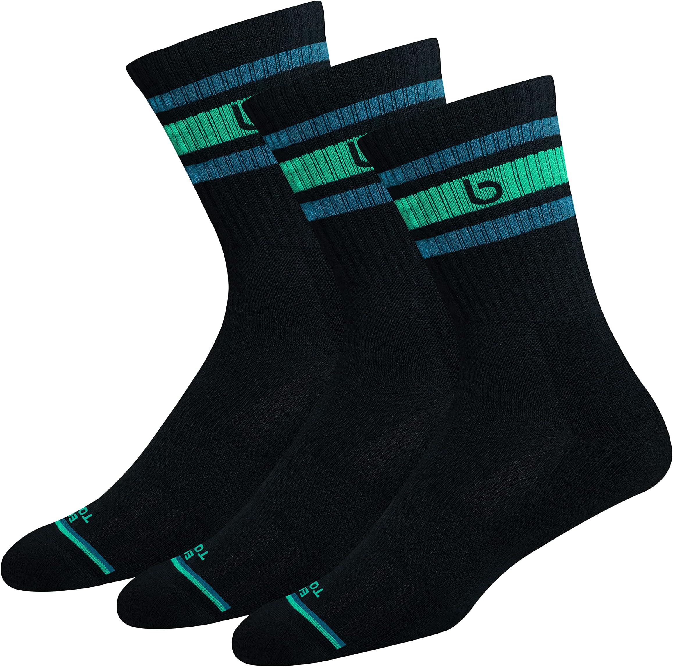Men's Bamboo Sports Crew Socks for Running & Gym, Pack of 3, Free Size