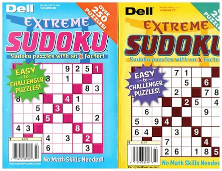 Dell Extreme Sudoku 2-Pack Over 250 Puzzles Per Book