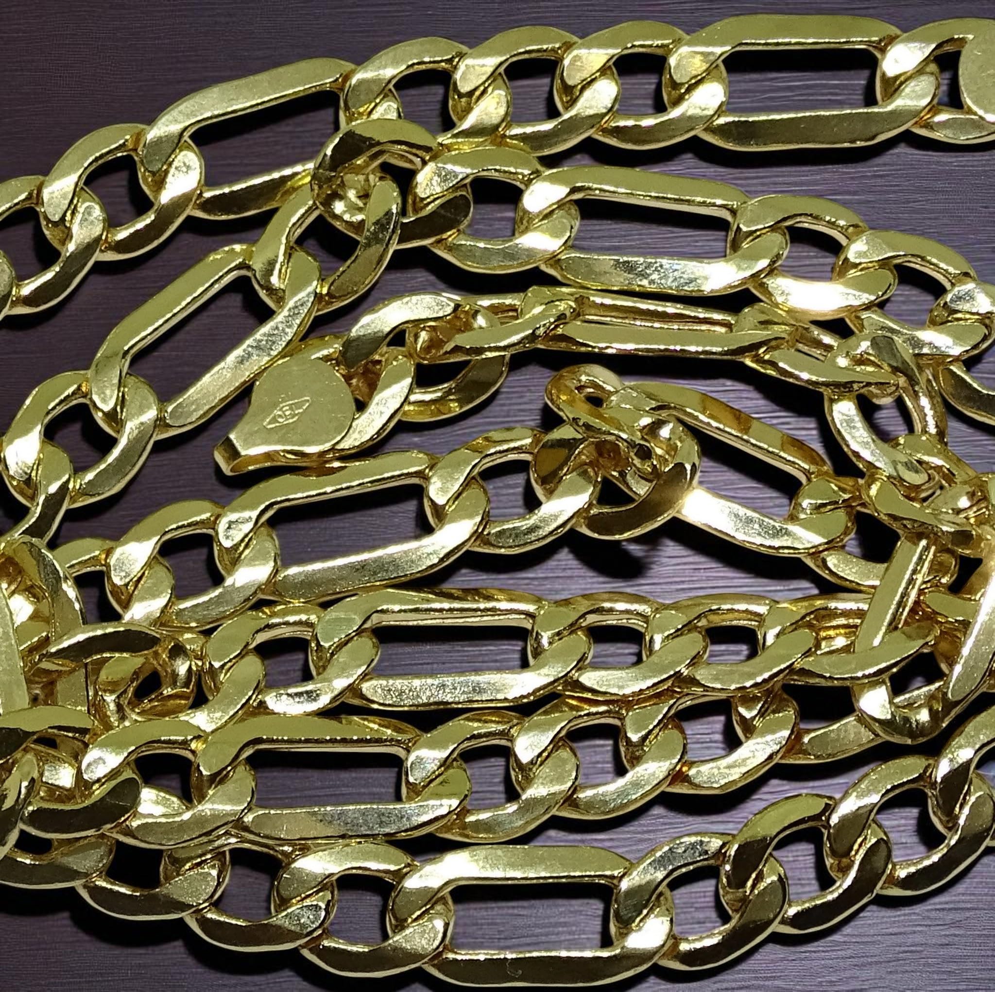 Never Say Never Fuerte cadena de oro amarillo de 18k para hombre de 8mm de ancha y 60cm de larga con cierre mosquetón para máxima seguridad Peso; 25.10gr de oro de 18k