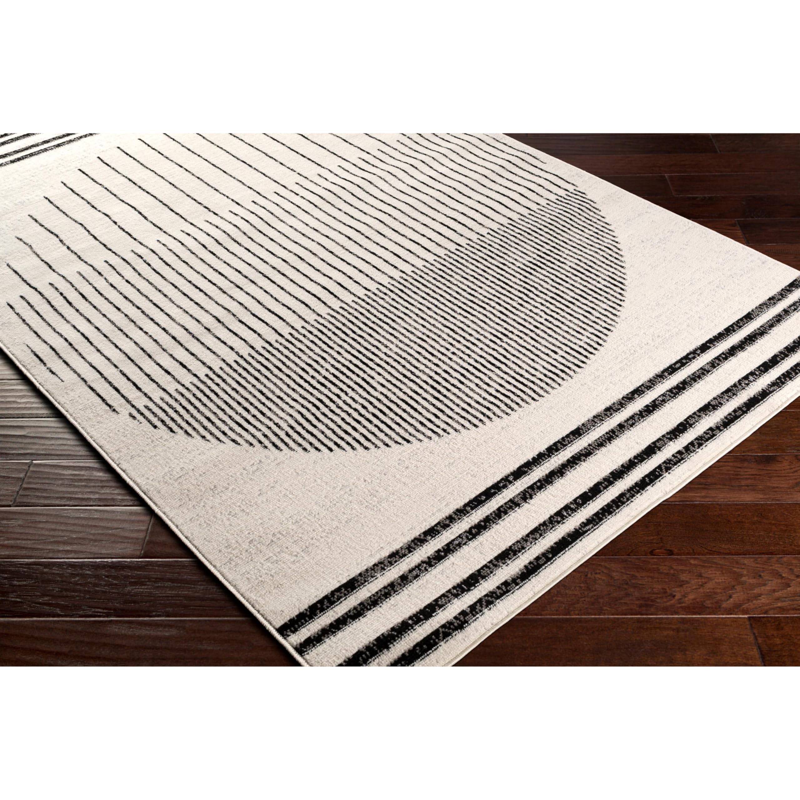 Livabliss ENSO Geometrico Rectangle Tappeto | Nero, Bianco sporco, Grigio medio | 130x170cm | Soggiorno e Camera da Letto | Tessuto a Macchina Polipropilene