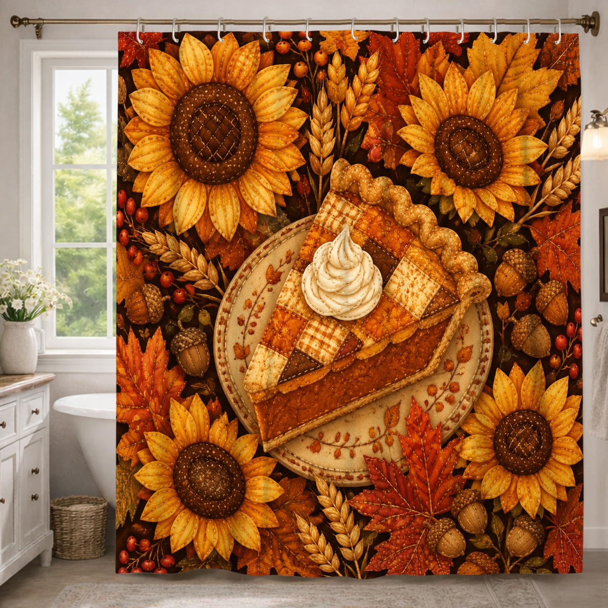 Rideau de douche extra long automne 183x243cm avec crochets