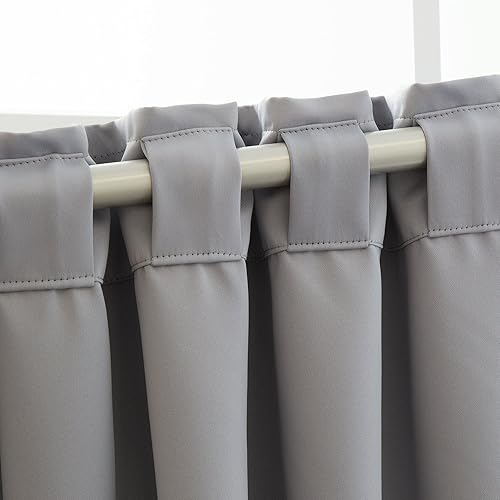 Miniatura 5 de Best Home Fashion Cortinas opacas con aislamiento térmico de alta calidad, pestaña trasera, bolsillo para barra, color gris, 52 pulgadas de ancho x