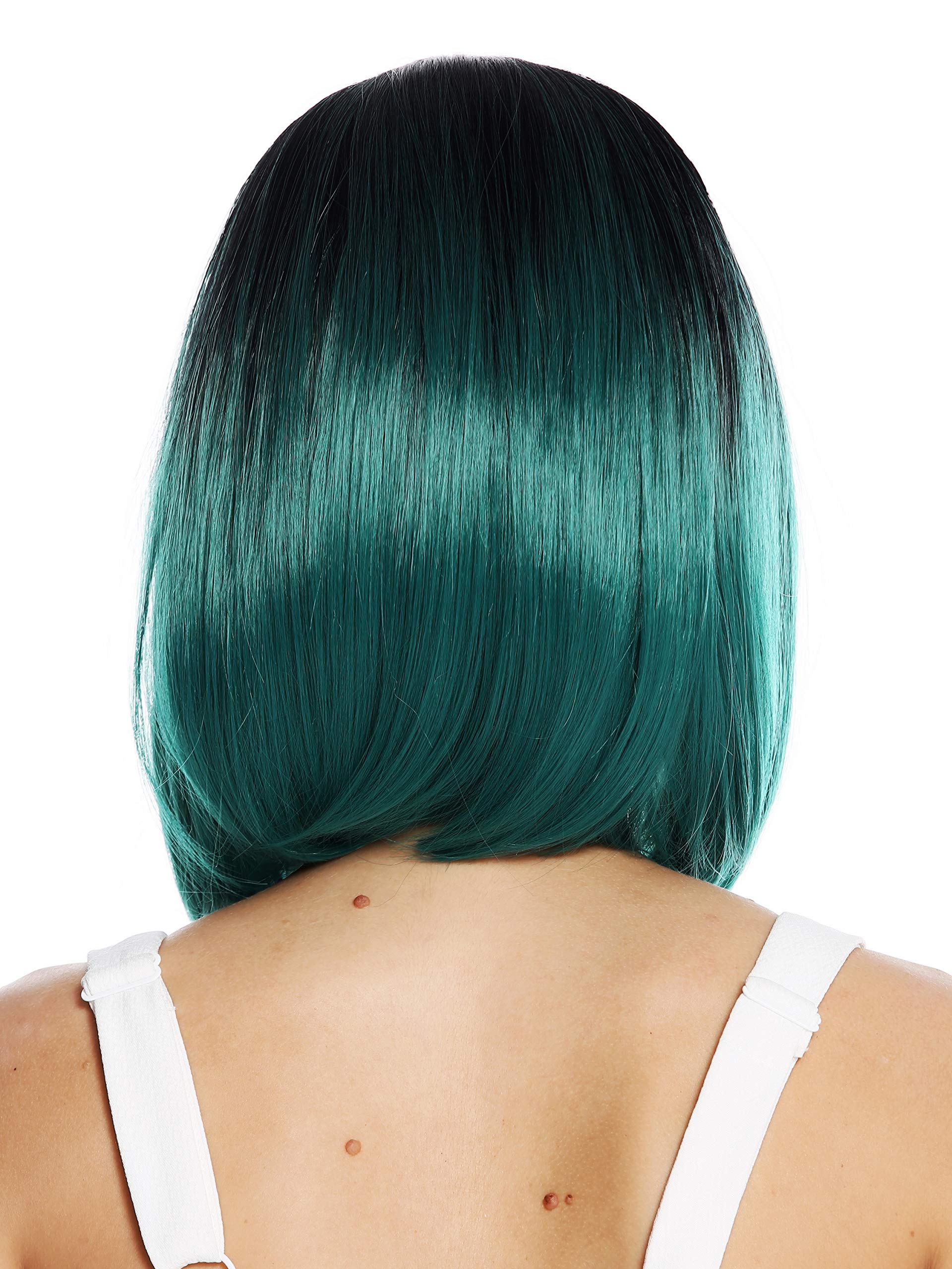 WIG ME UP, ZM-1769-BDR1B women's quality wig short sleek long bob middle parting ombre black green - Image 4