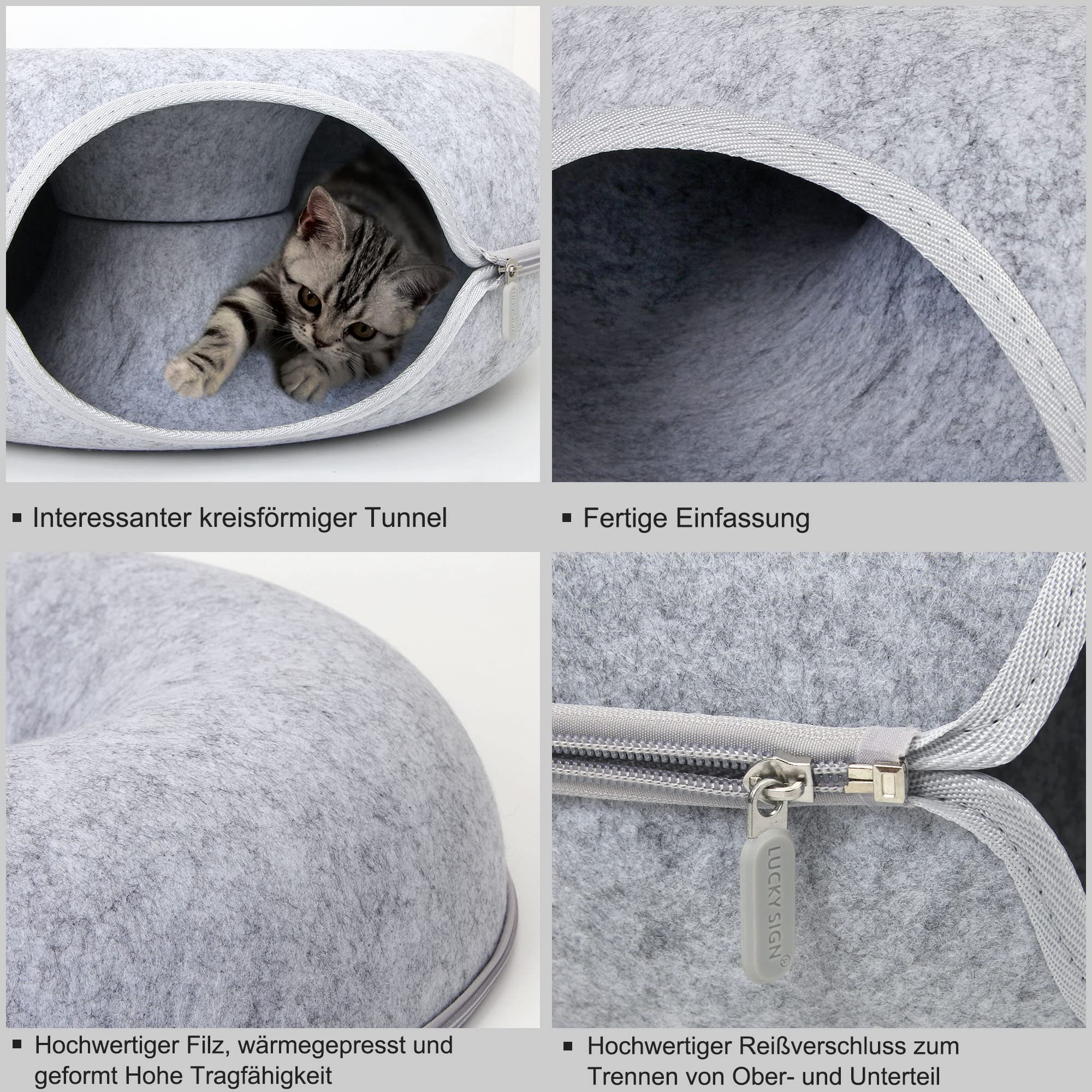 Lucky Sign - Kattenmand, kattentunnel van vilt, kattenbed