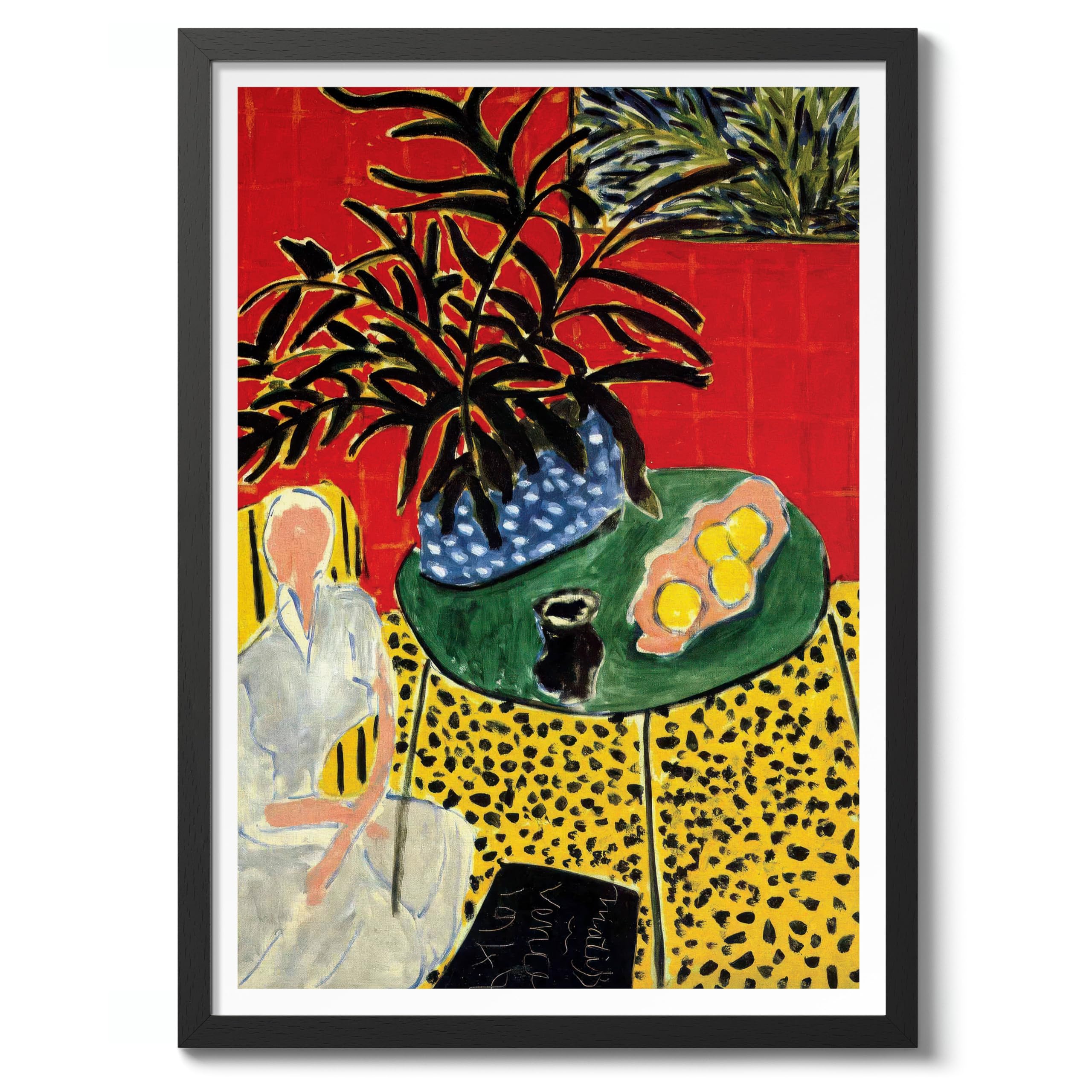 Interior With Black Fern Henri Matisse Poster. Classic Art Painting Print, Art Exhibition Neutral Wall Art, Modern Minimalist Home Decor Picture, Archival Matte, A4 (Black Frame) - 29.7x21cm