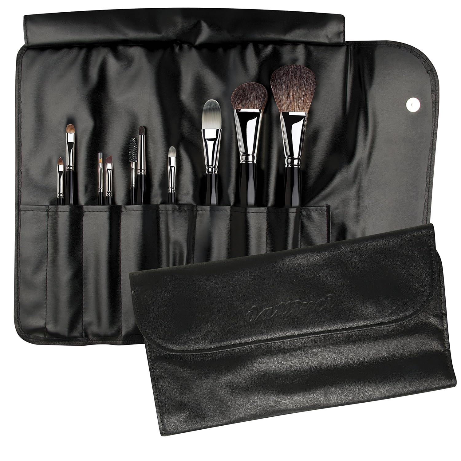 da Vinci Cosmetics Series 48300 Professional Travel Brush Set with 10 Brushes, Napa Italian Leather Case, 11.29 Ounce, 10 Brushes