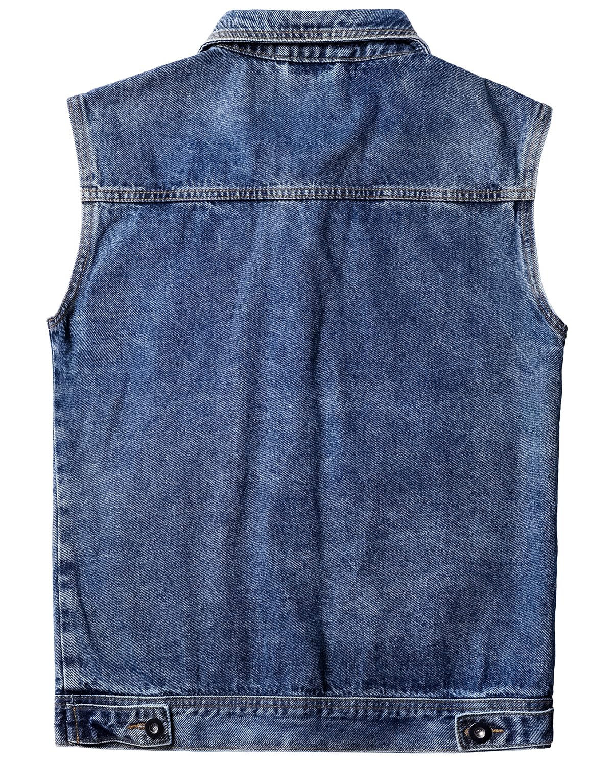 Homme Gilet en Jean Veste Courte sans Manches en Jean Vintage Sans Manches Veste à la Mode Motard Décontractée Denim Manteau de Moto
