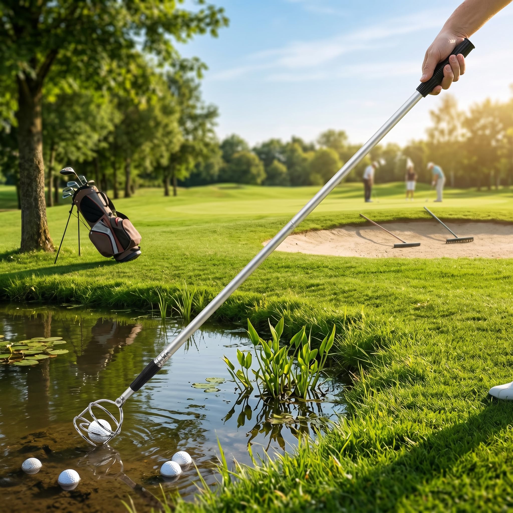 Recogedor de Pelotas de Golf Telescópico de Aluminio de 3 Secciones