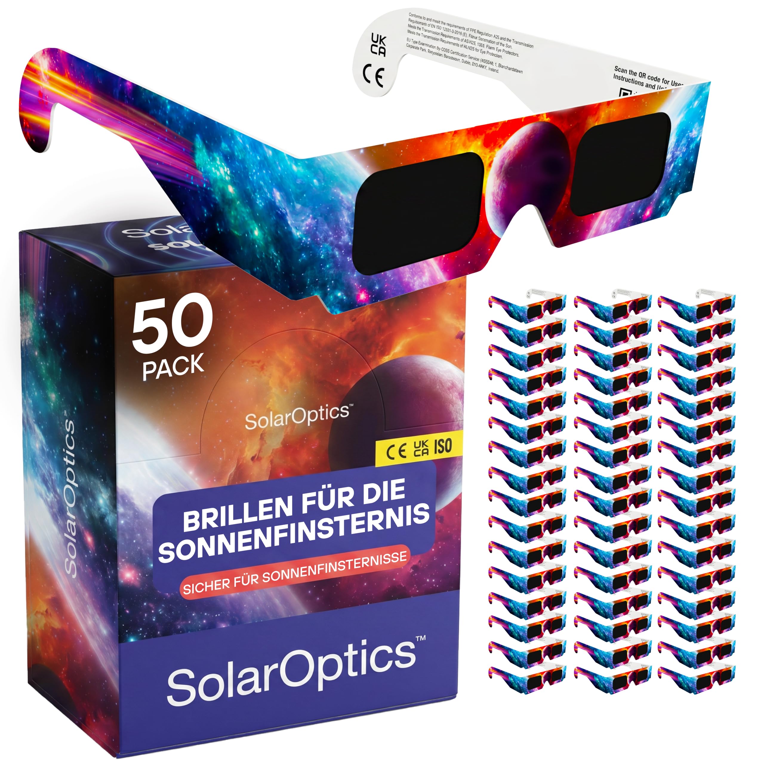 Solar Optics Sonnenfinsternisbrille mit Handy-Filter – ISO 12312-2 & CE-zertifiziert, Sichere Sonnenbeobachtung + Smartphone Filter Set, Sonnenfinsternis 2026