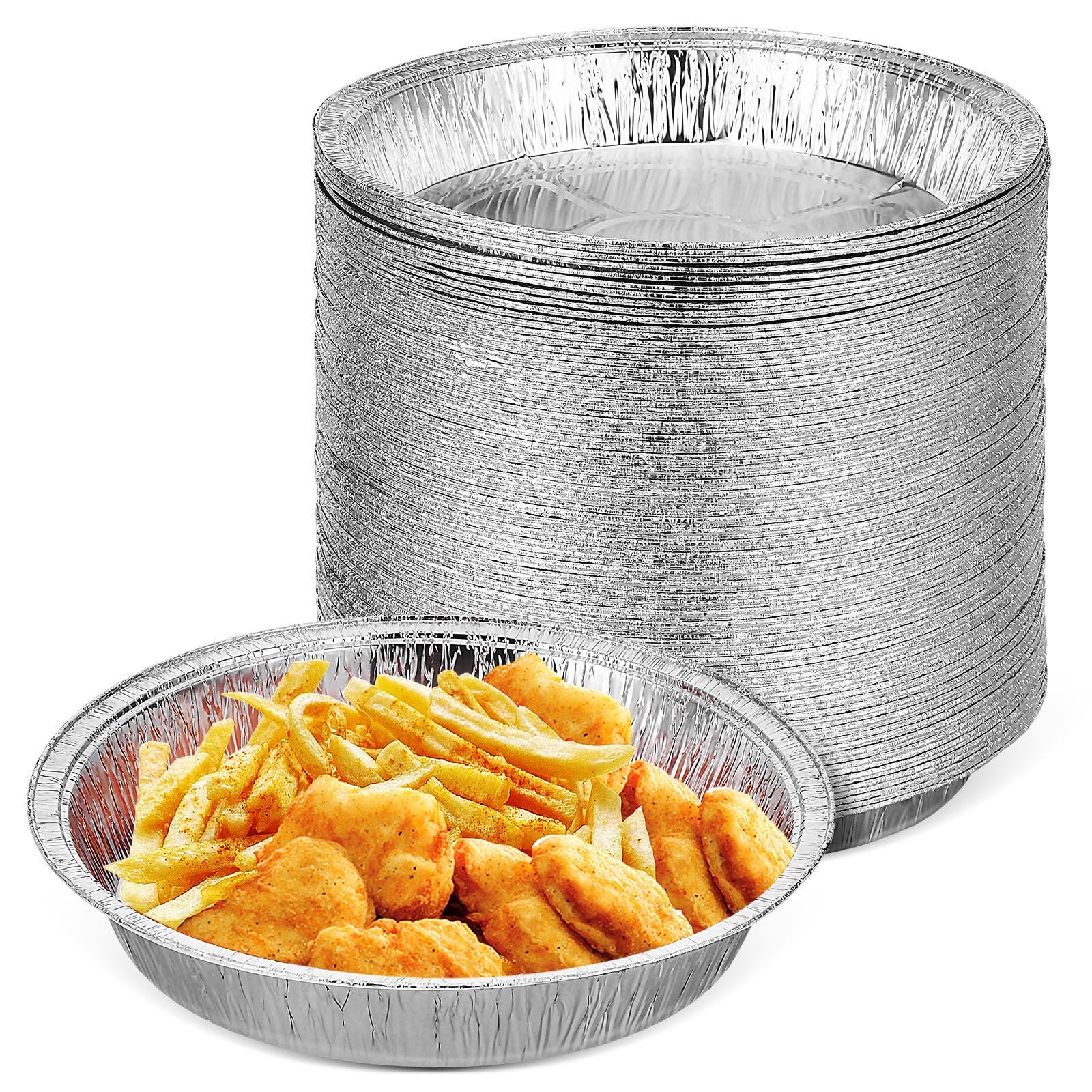 Bandejas Redondas de Aluminio Desechables para Airfryer 100 Piezas