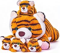 Vista 9 de EARTHSOUND Triceratops - Peluche de dinosaurio para mamá y bebé, 18 pulgadas, lindo juguete suave para mamá pequeña con bebés pequeños, regalo