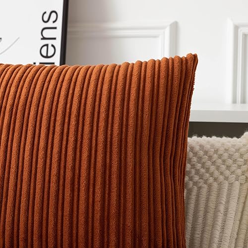 Miniatura 446 de UGASA - Juego de 2 fundas de almohada de terciopelo a rayas, funda decorativa para cojín con cremallera oculta para el hogar, sofá, dormitorio,