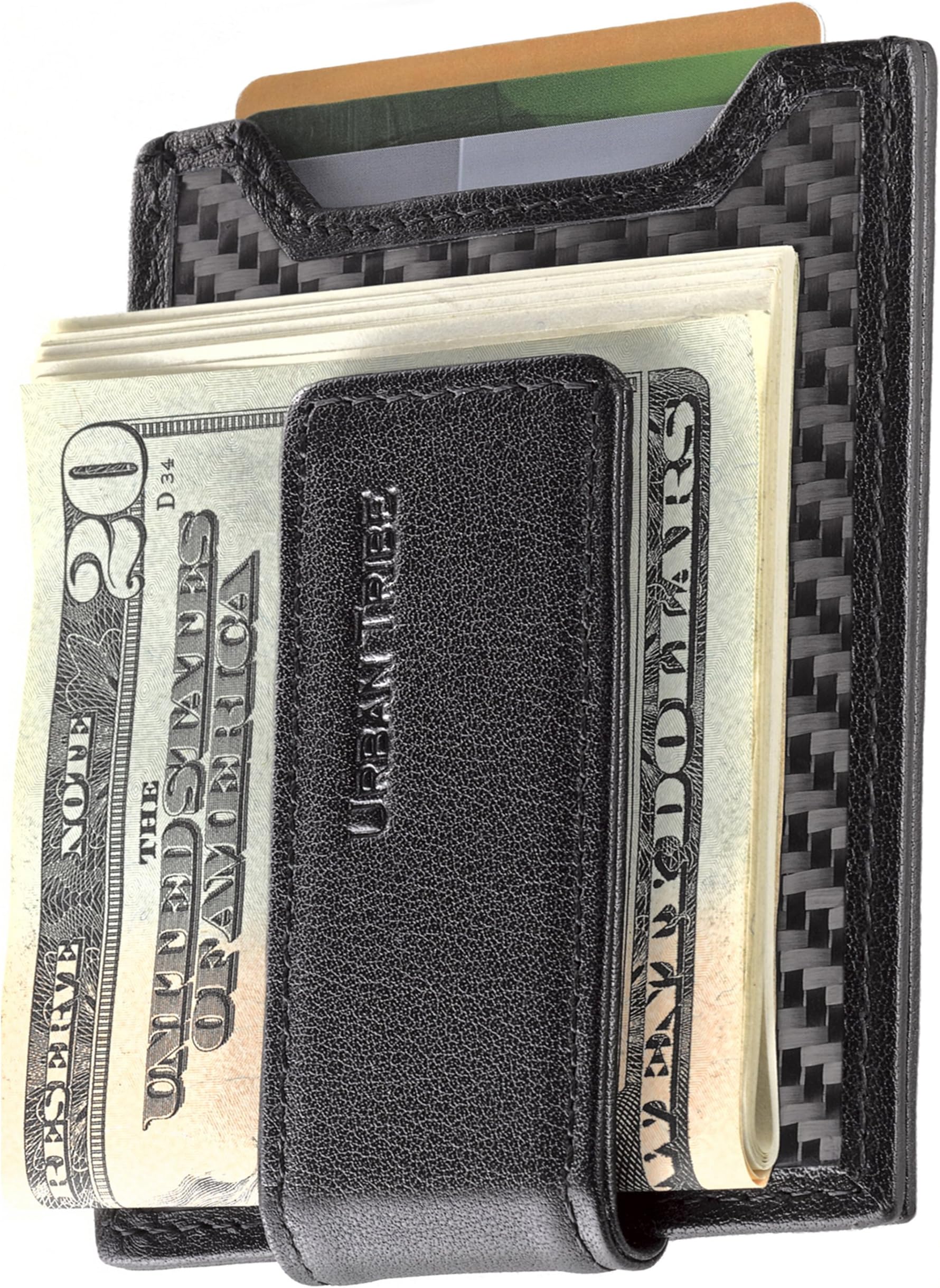 Secure, Slim Carbon Fiber Money Clip Wallet, RFID EDC Card Holder by Urban Tribe