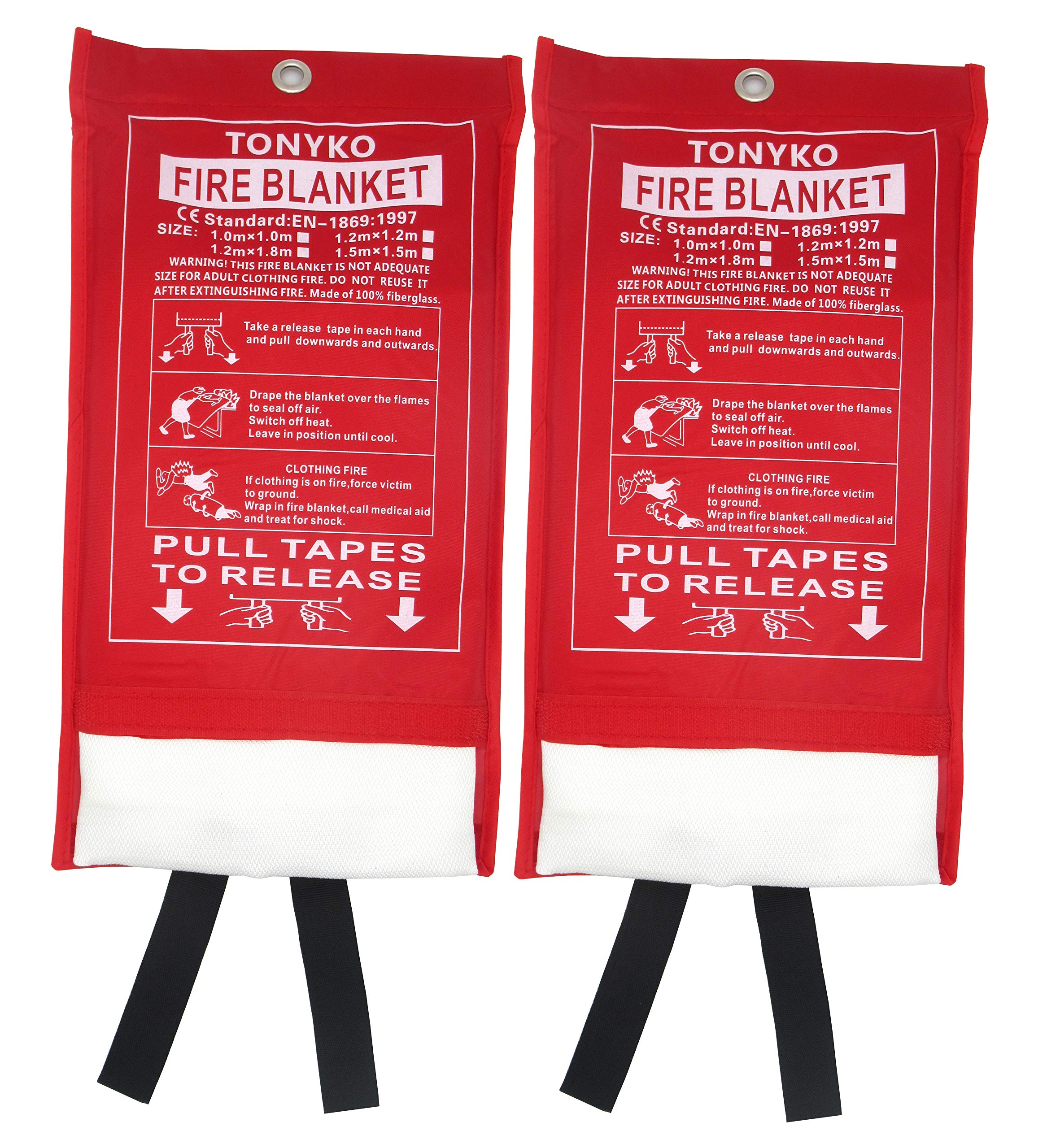 Tonyko Emergency Surival Fire Blanket Designed for Kitchen,Fireplace,Grill,Car,Camping (2, White)