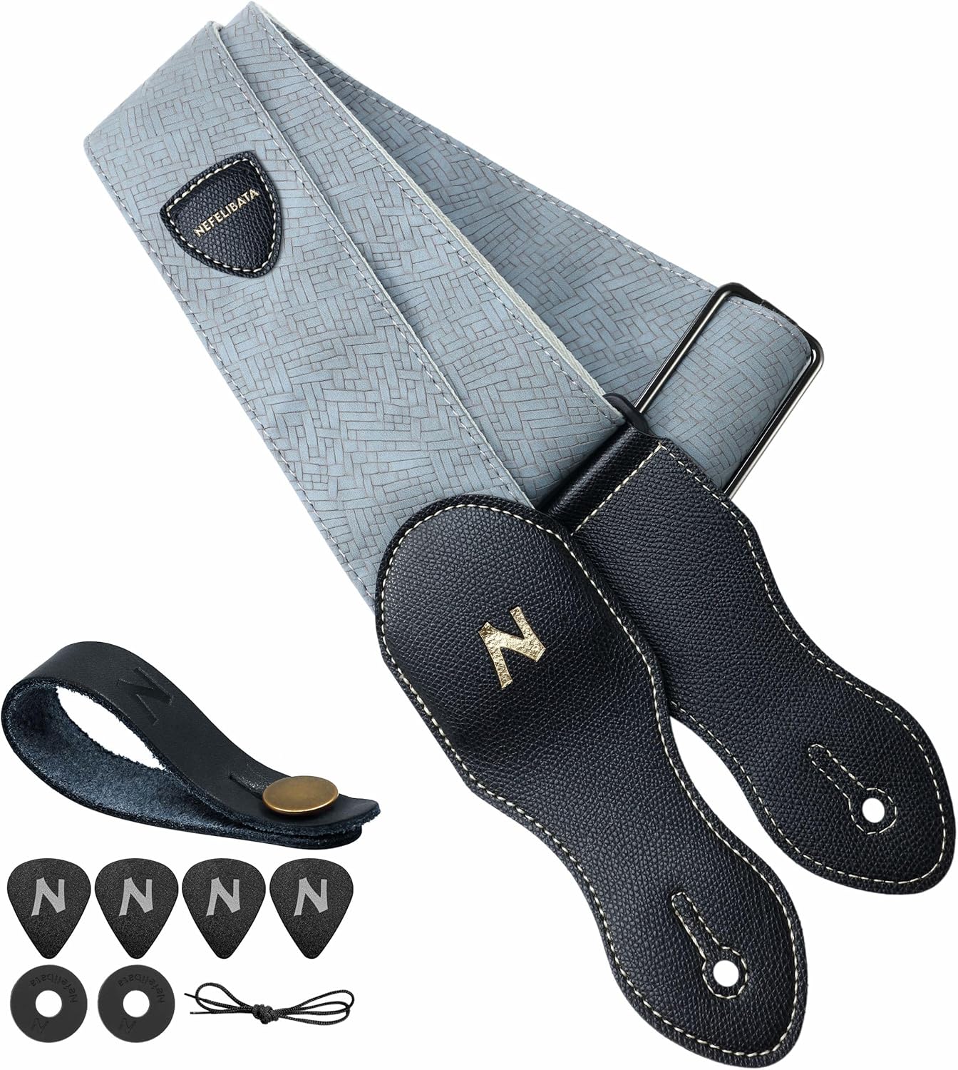 Nefelibata Guitar Strap with Pick Pocket, 2.3 inch Leather