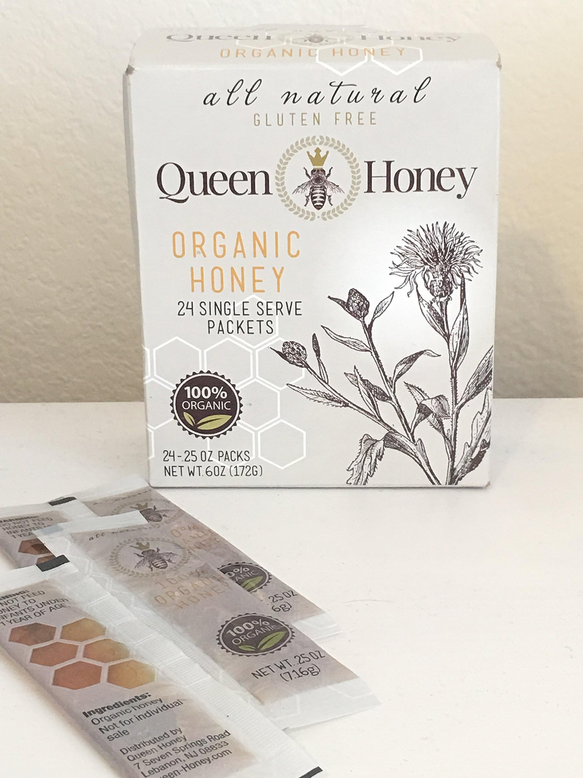 Queen Honey Organic Honey 24 Single Serve Packets